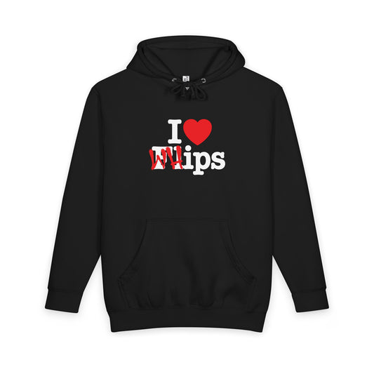 "I Heart Whips" Heavyweight Pullover Hoodie - Black